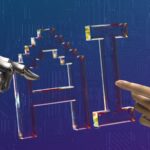 AI가 바꾸는 건강 관리 일상, 내 손안의 디지털 건강 도우미 two hands touching each other in front of a blue background