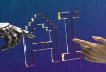 AI가 바꾸는 건강 관리 일상, 내 손안의 디지털 건강 도우미 two hands touching each other in front of a blue background